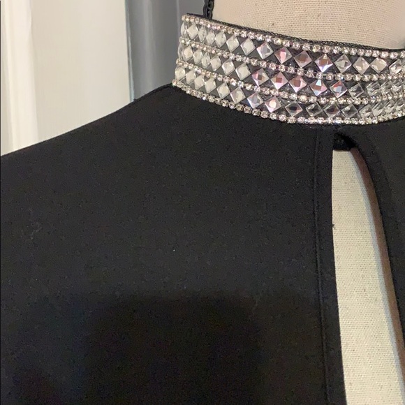 ❌DONATED❌Black Rhinestone Mock Neck Peep Hole Long Sleeve Dress - Picture 8 of 11
